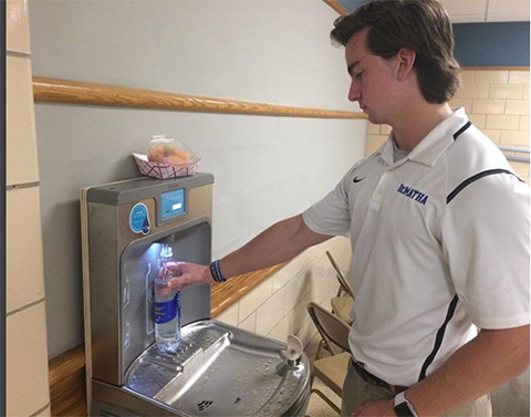 Senior Jack Scully uses one of the new water fountains which are equipped with filters.