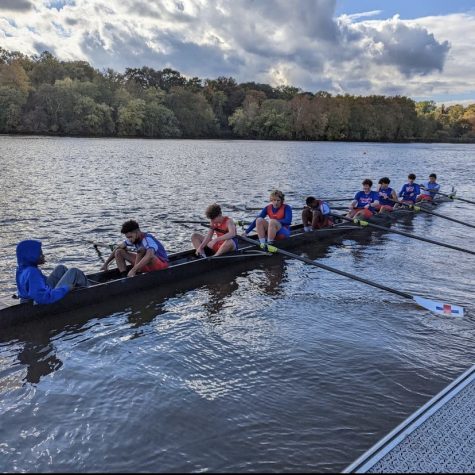 Part of the team out on the water during the Head of the Schuylkill regatta on November 1, 2021.