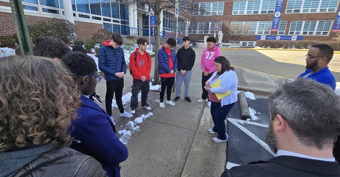 Praying before they leave for their Service Trip